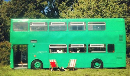 The Big Green Bus takes glamping to the next level